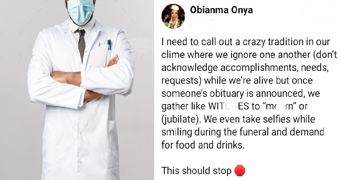 Nigerian Doctor Amonishes People Who Don't Celebrate The Achievements Of Others When They Are Alive But Mourn Their Dǝaths.