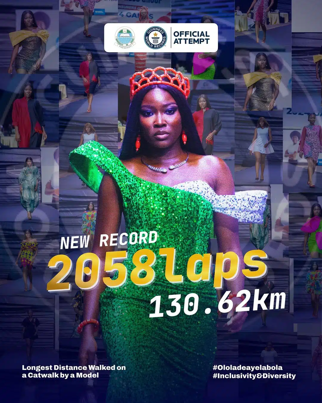 UNILAG student, Ololade Ayelabola breaks world record for longest catwalk