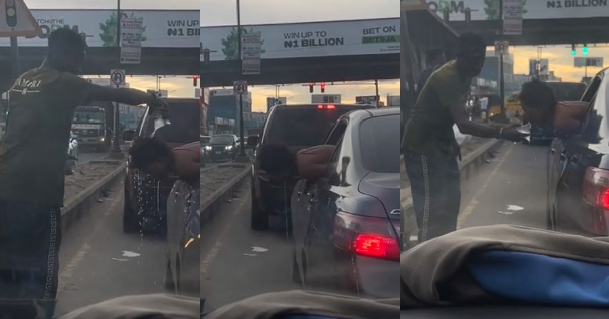 Heartwarming Moment Nigerian Man Assists Vom!ting Lady In Traffic Melt Hearts (VIDEO)