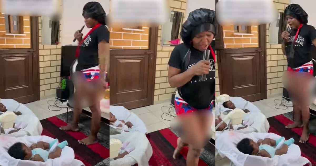 Heartwarming moment Nigerian mum leads triplet daughters in prayer session (WATCH)