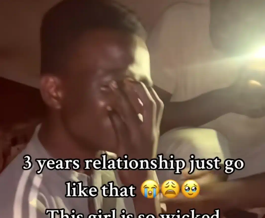 Man bursts into tears as girlfriend ends three-year relationship