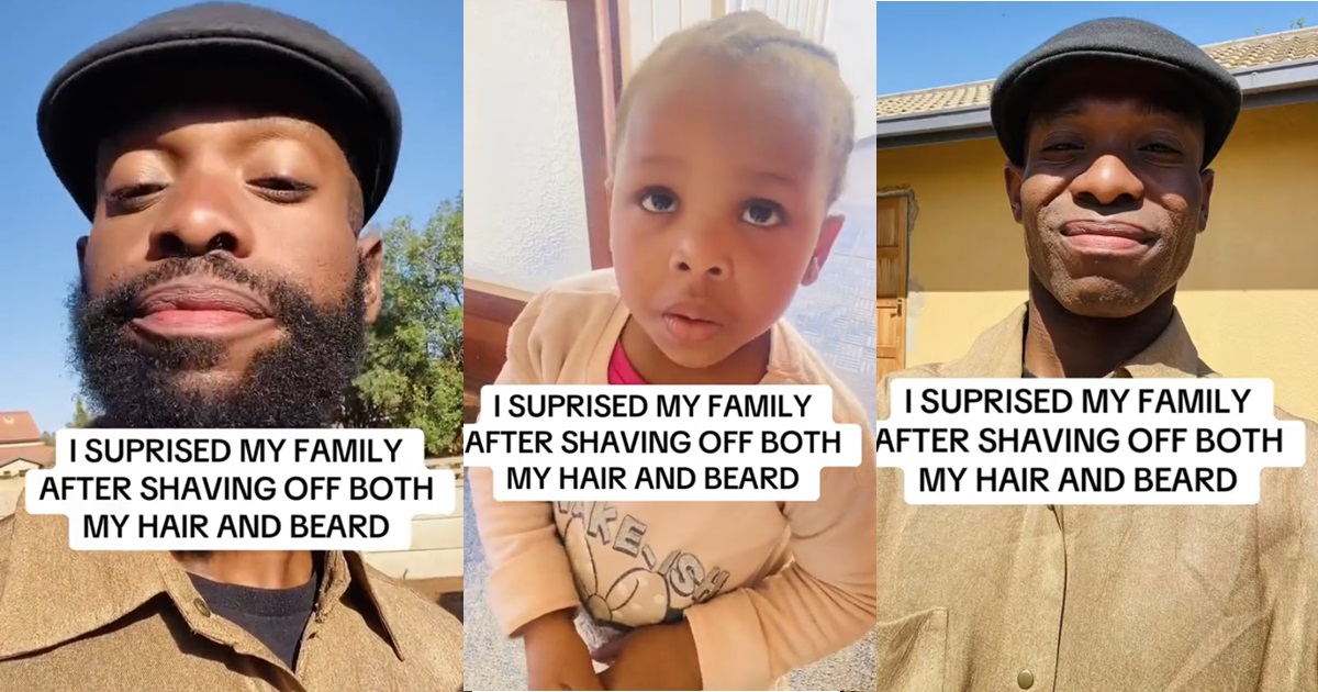 Man shares the reaction of his family after shaving off his hair and beard (WATCH)