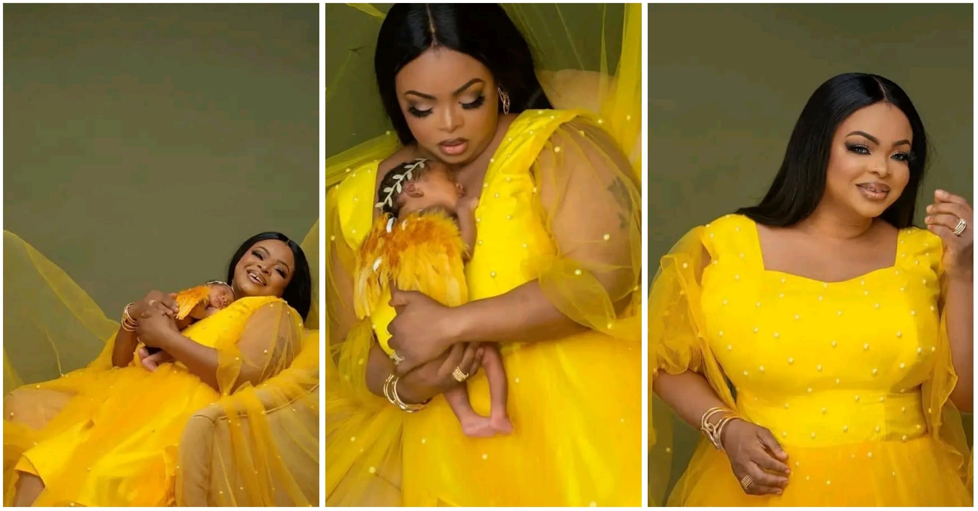 Dayo Amusa offers a glimpse of her newborn