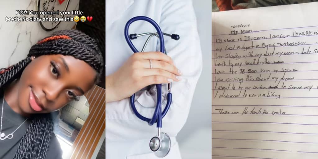 Lady weeps as she finds brother's diary, discovers his wish to be a doctor after mom's passing during childbirth