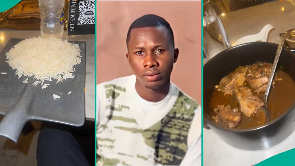 Nigerian Man Shares Video as Restaurant Serves Him Rice on a Shovel, Many React