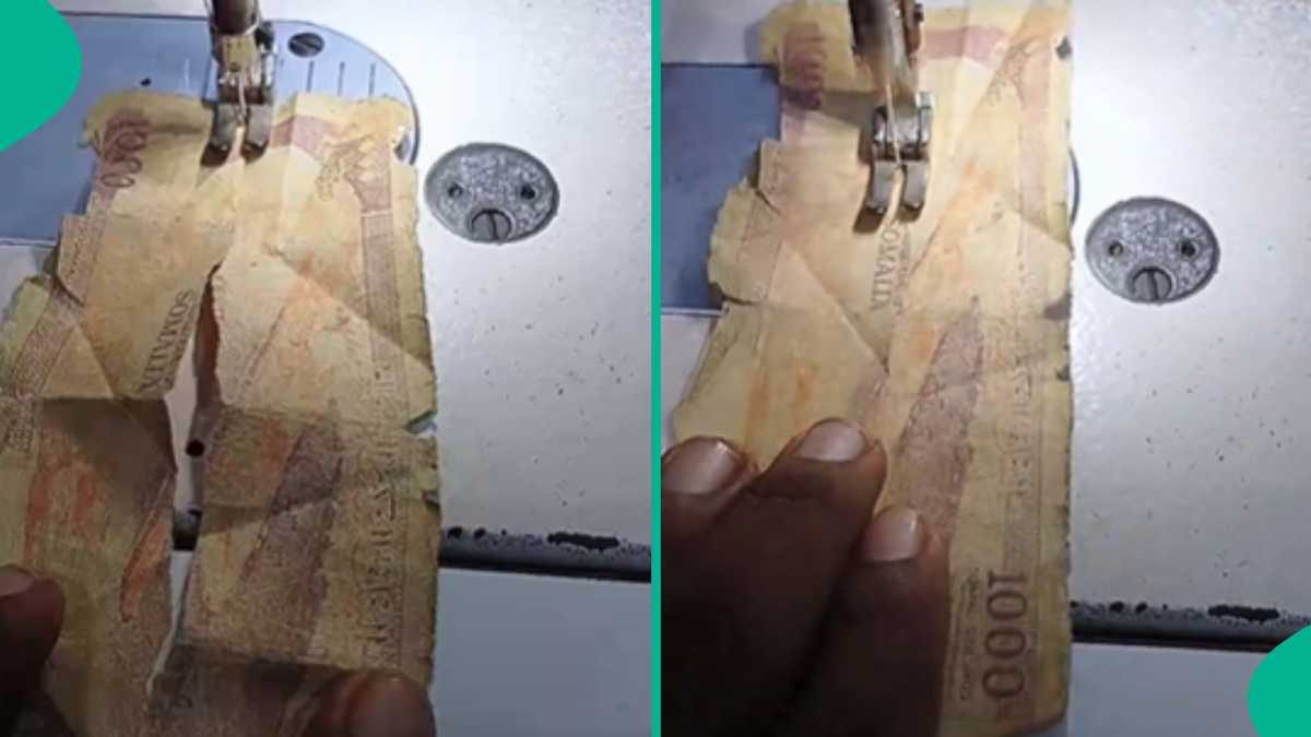 Man Uses Sewing Machine To Repair Torn Currency Note, Many React as Video Goes Viral